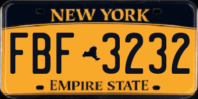 NY license plate FBF3232