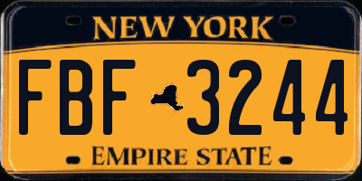 NY license plate FBF3244