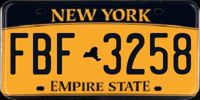 NY license plate FBF3258