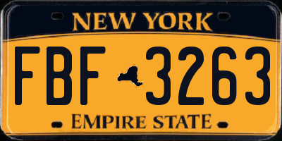 NY license plate FBF3263