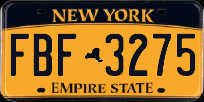 NY license plate FBF3275
