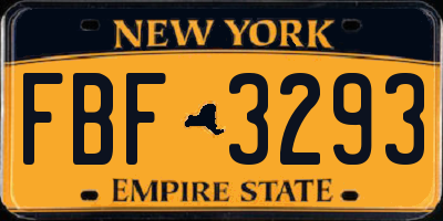 NY license plate FBF3293