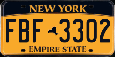 NY license plate FBF3302