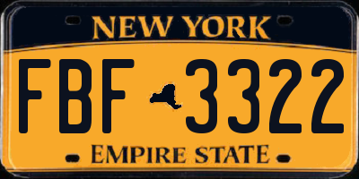 NY license plate FBF3322