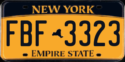 NY license plate FBF3323