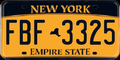 NY license plate FBF3325