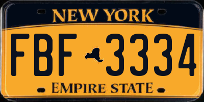 NY license plate FBF3334