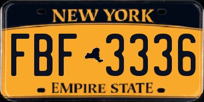 NY license plate FBF3336