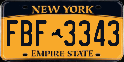 NY license plate FBF3343
