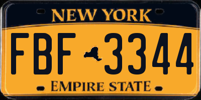 NY license plate FBF3344