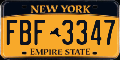 NY license plate FBF3347