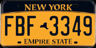 NY license plate FBF3349