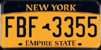 NY license plate FBF3355