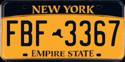 NY license plate FBF3367