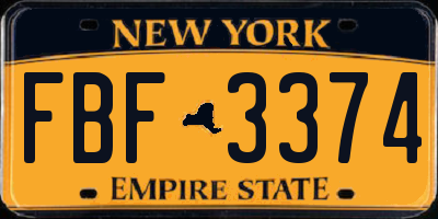 NY license plate FBF3374