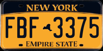 NY license plate FBF3375