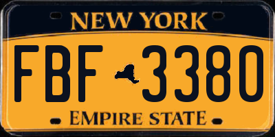 NY license plate FBF3380