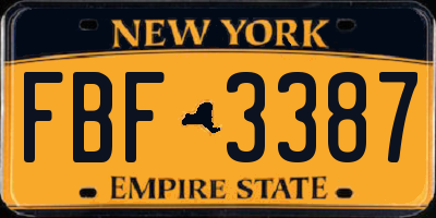NY license plate FBF3387