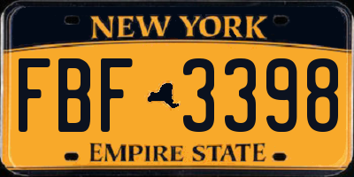 NY license plate FBF3398