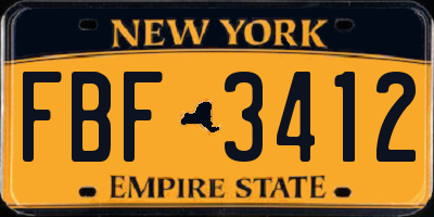 NY license plate FBF3412