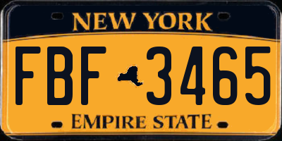 NY license plate FBF3465