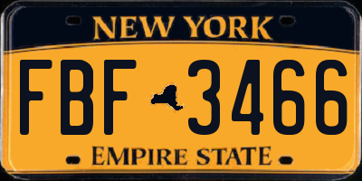 NY license plate FBF3466