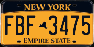 NY license plate FBF3475