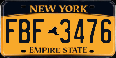 NY license plate FBF3476
