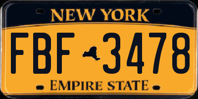 NY license plate FBF3478