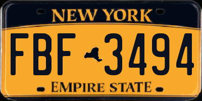 NY license plate FBF3494