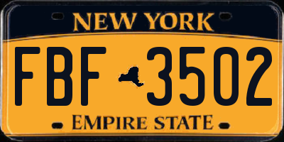 NY license plate FBF3502