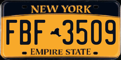 NY license plate FBF3509