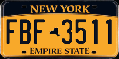 NY license plate FBF3511