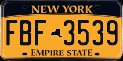 NY license plate FBF3539