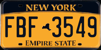 NY license plate FBF3549