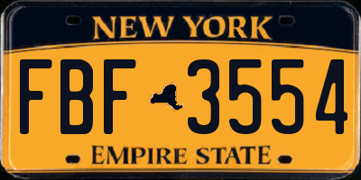 NY license plate FBF3554