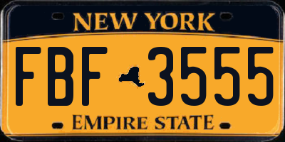 NY license plate FBF3555