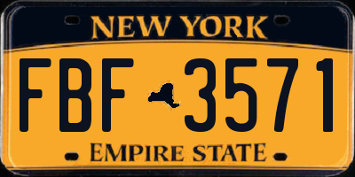 NY license plate FBF3571