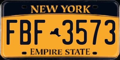 NY license plate FBF3573