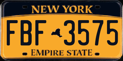 NY license plate FBF3575