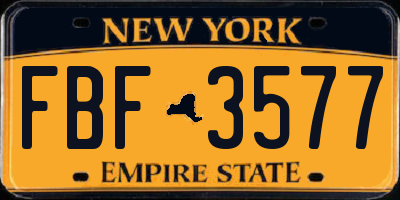 NY license plate FBF3577