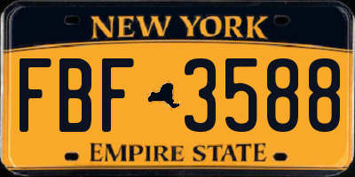 NY license plate FBF3588