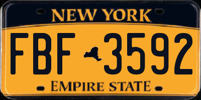 NY license plate FBF3592