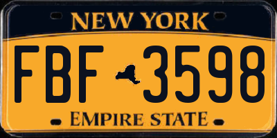 NY license plate FBF3598