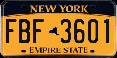 NY license plate FBF3601