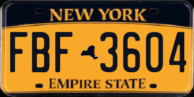 NY license plate FBF3604