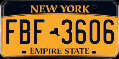 NY license plate FBF3606