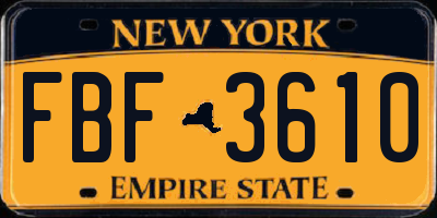 NY license plate FBF3610