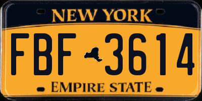 NY license plate FBF3614