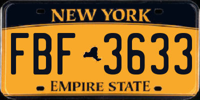 NY license plate FBF3633